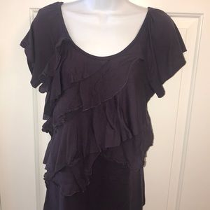 Layered Ruffled front purple cotton ladies shirt